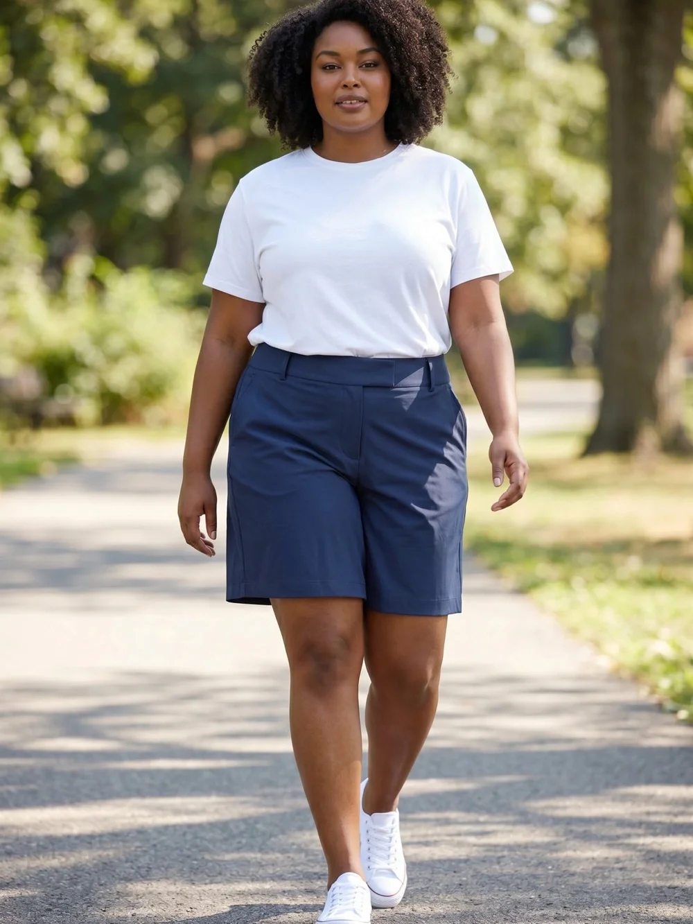 SPANX High-Rise Bermuda Shorts In Navy Blue